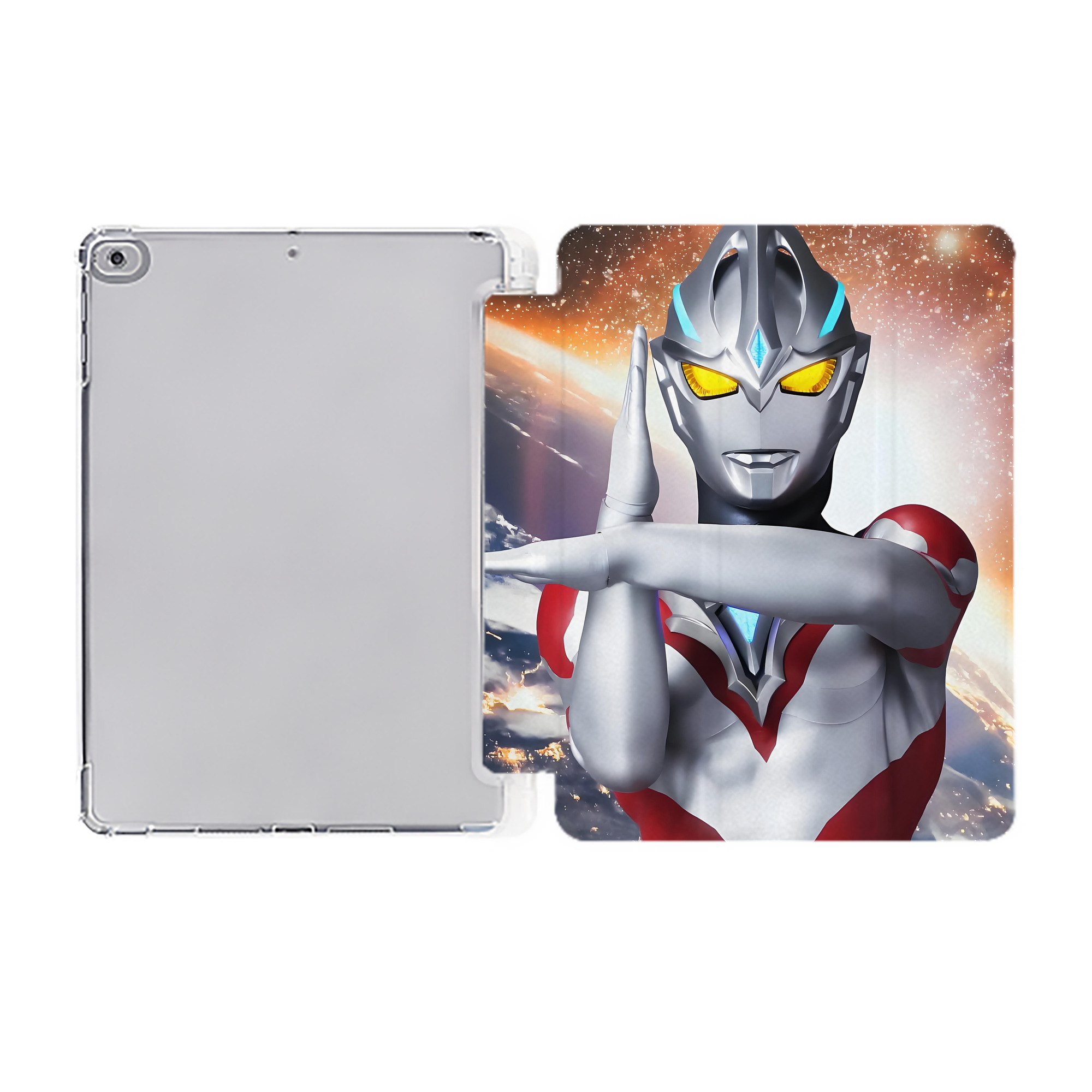 （画像用） ウルトラマン Ultraman IPad ケース ペン収納付き 三つ折りスタンド PUレザー×シリコン 対応機種9.5/10.5/10.9インチ